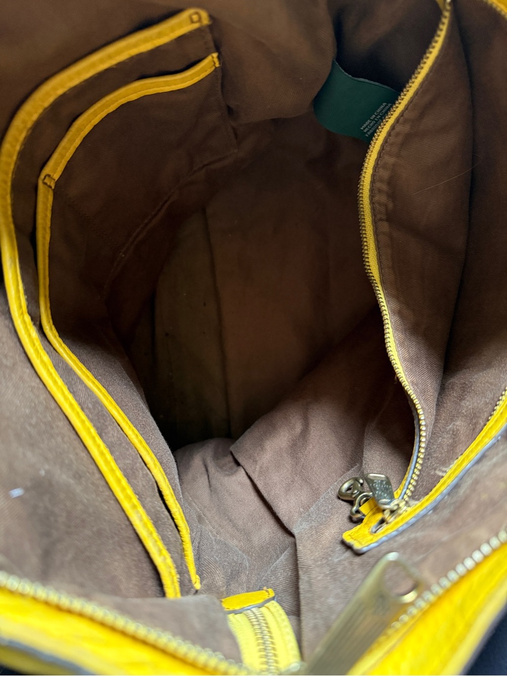 Ralph Lauren Grande Amarillo Canario Cuero Suave Handbag - Picture 5 of 8